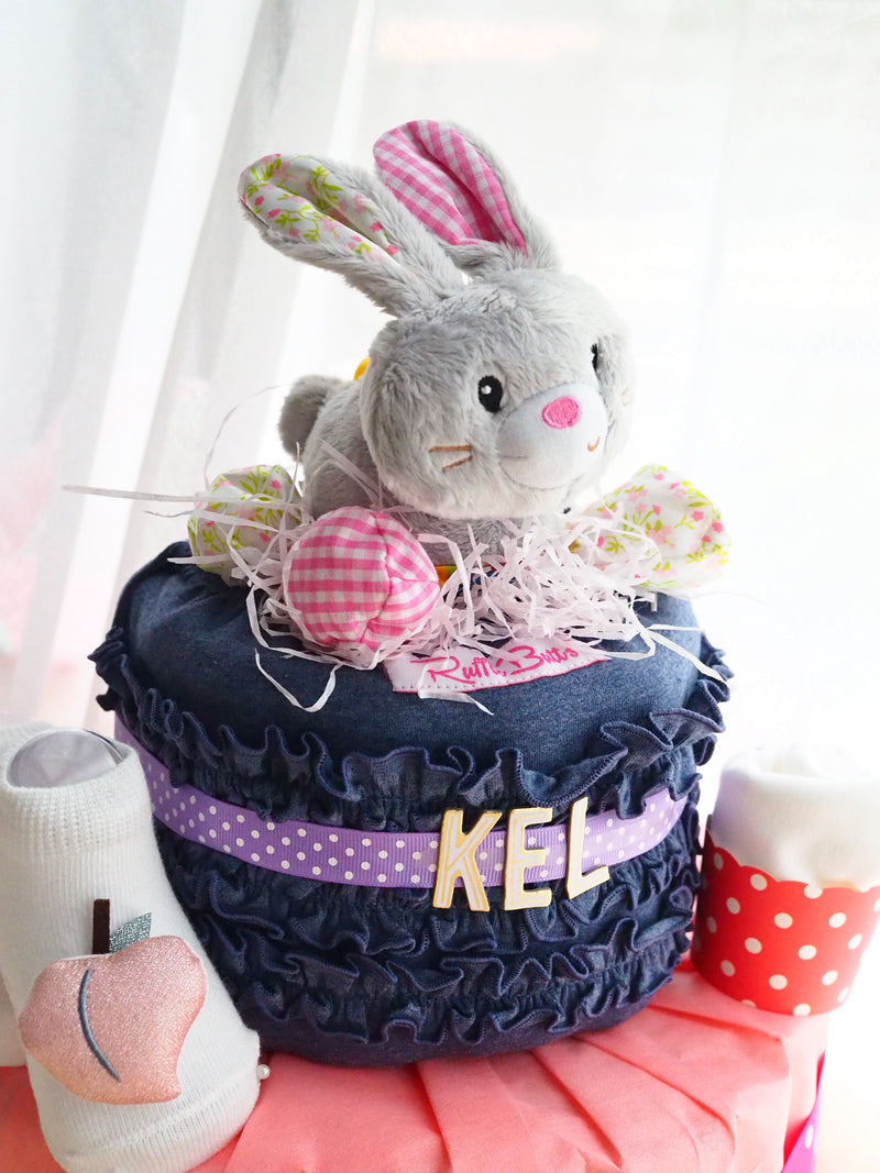 2 Tier Diaper Cake Girl- Cotton Shelly Bunny