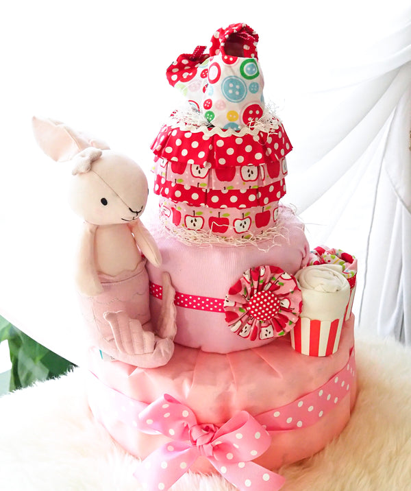 3 Tier Diaper Cake Girl - Pink Mermaid Bunny
