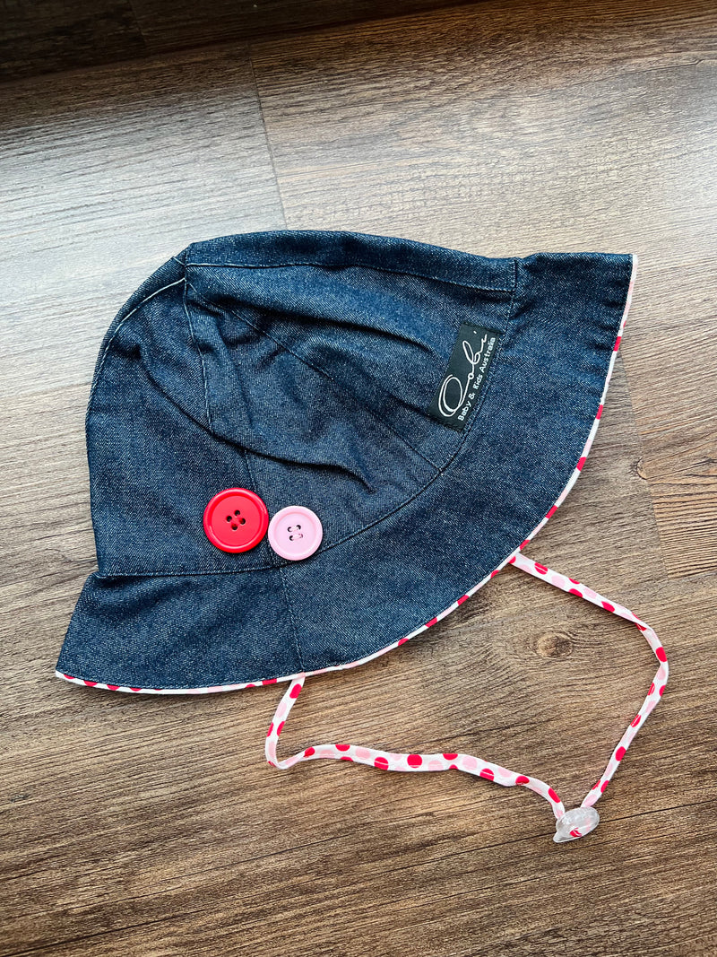 Oobi Denim & Red Dots Bucket Hat (3-5Y)