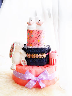 3 Tier Diaper Cake Girl - Polka Dotty Bunny