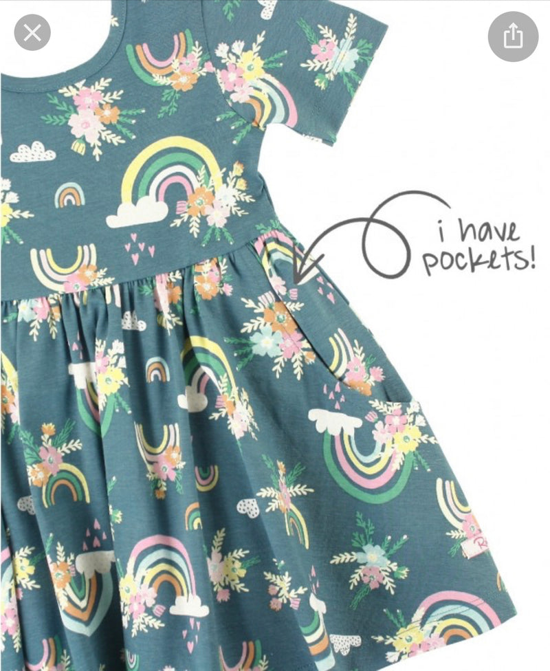 Floral Rainbows Twirl Dress